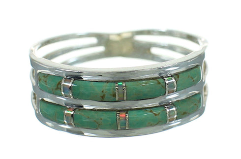 Opal And Turquoise Inlay Jewelry Silver Ring Size 6-1/4 AX89991
